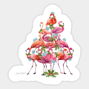 Coastal Christmas Flamingos B2 Sticker